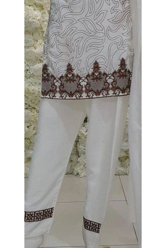 WHITE EMBROIDERED PAKISTANI READYMADE SALWAR KAMEEZ