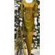 Mustard Printed & Embroidered Linen Readymade Suit