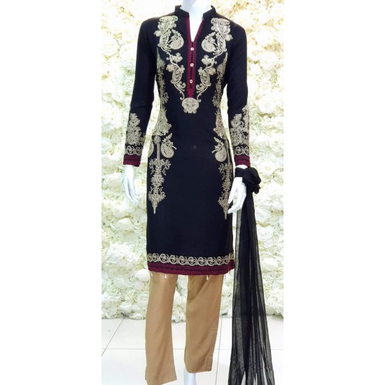 Maroon Black Pakistani Readymade Salwar Suit