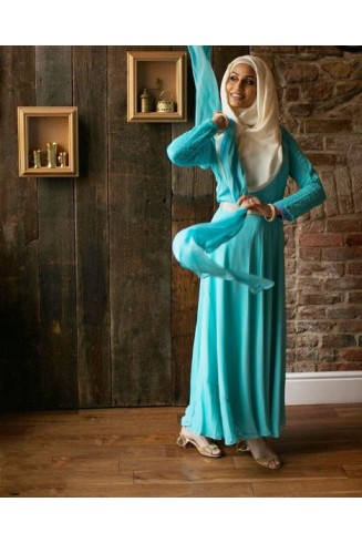 Turquoise Indian Designer Readymade Gown