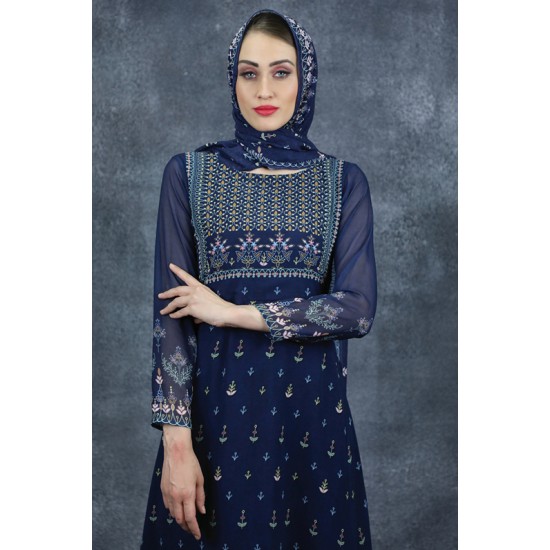 Navy Blue Festive Suit Indian A-Line Anarkali Dress