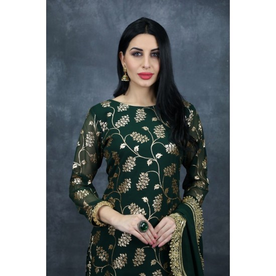 Dark Green Wedding Gharara Readymade Indian Suit