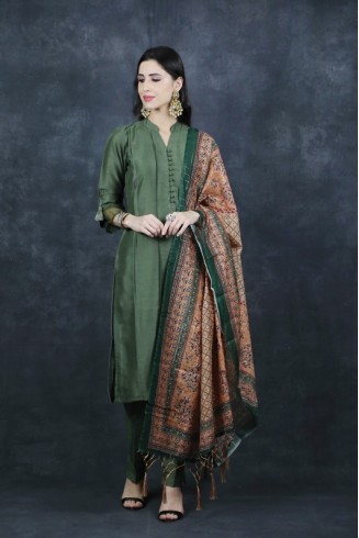 Moss Green Readymade Indian Salwar Suit 