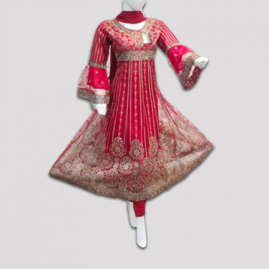 Red Party Suit Pakistani Readymade Frock