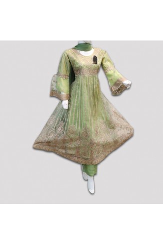 Green Indian Mehndi Frock Wedding Suit