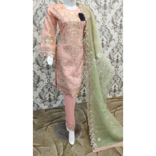 Pink & Green Indian Ethnic Wedding Suit Fancy Dress