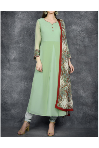Green Long Dress Embellished Brodice Readymade Suit