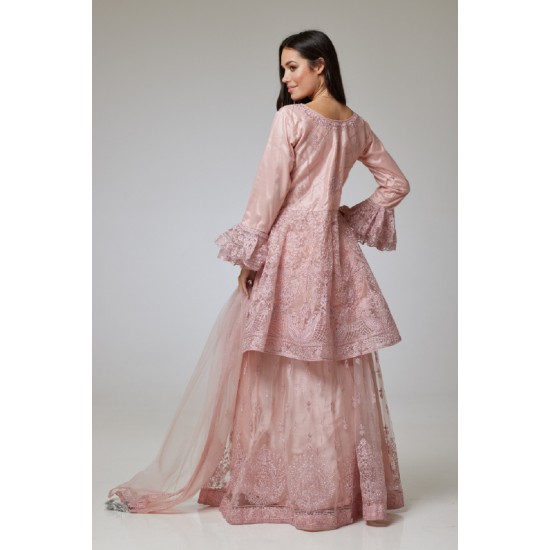 Light Pink Embellished Gharara Indian Wedding Outfit