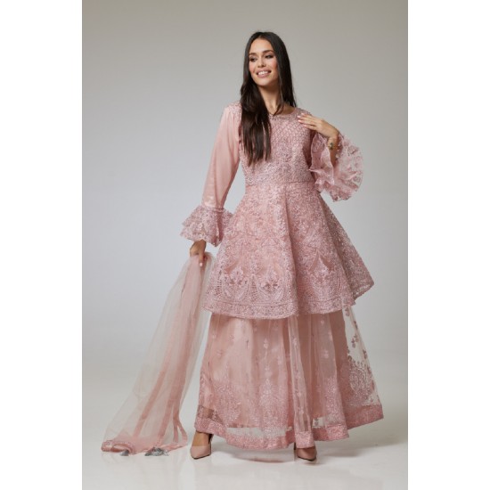 Light Pink Embellished Gharara Indian Wedding Outfit