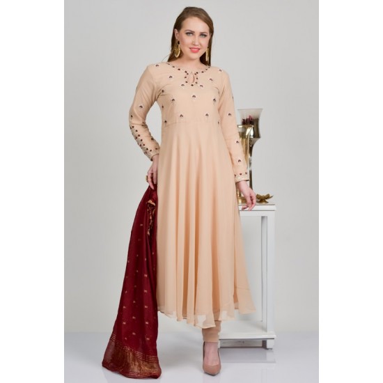 Peach Designer Frock Indian Party Dress