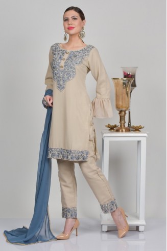 Beige Designer Salwar Kameez Indian Suit