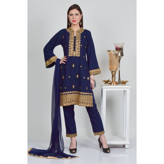 Navy Blue Ready To Wear Eid Suit