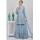 Blue Heavy Net Embroidered Indian Wedding Lehenga Readymade Dress