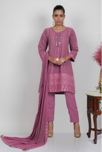 Pink Embroidered Stylish Suit Readymade Indian Designer Dress