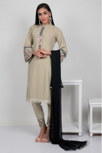Beige Indian Casual Readymade Salwar Suit