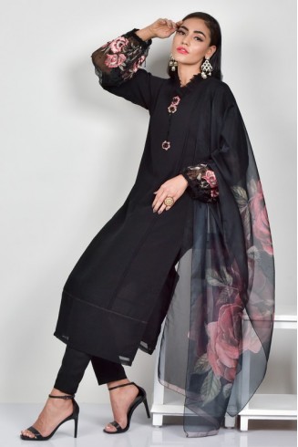 Black Georgette Designer Readymade Salwar Kameez