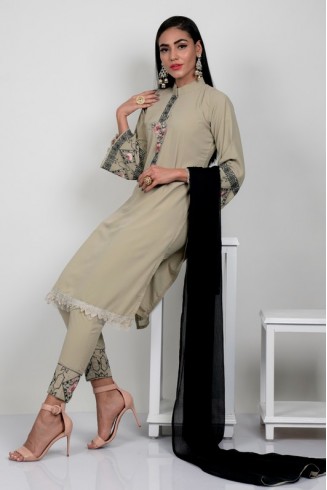 Beige Indian Casual Readymade Salwar Suit