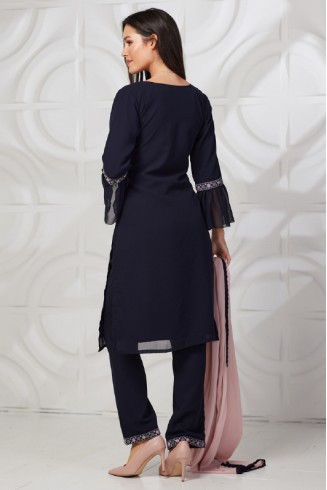 Navy Blue Casual Designer Salwar Suit