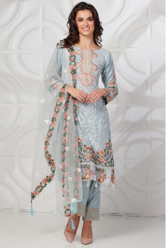 Light Grey Formal Pakistani Salwar Suit