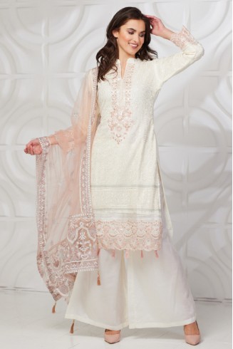 Off White Peach Festival Wedding Wear Suit