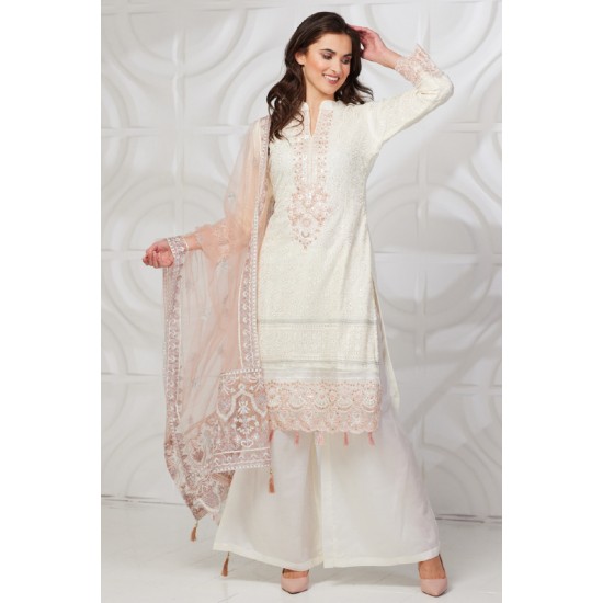 Off White Peach Festival Wedding Wear Suit