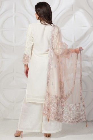 Off White Peach Festival Wedding Wear Suit