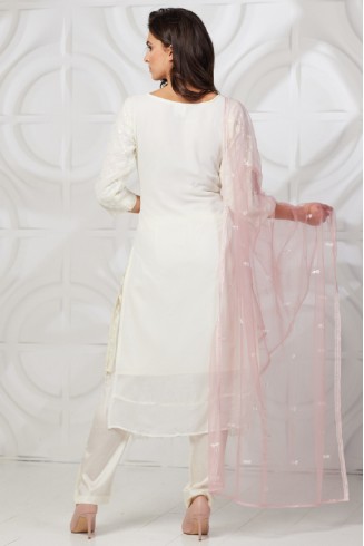 Off White Pink Pakistani Style Salwar Suit