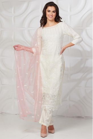 Off White Pink Pakistani Style Salwar Suit