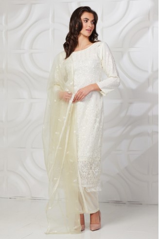 Off White Pista Formal Indian Salwar Suit