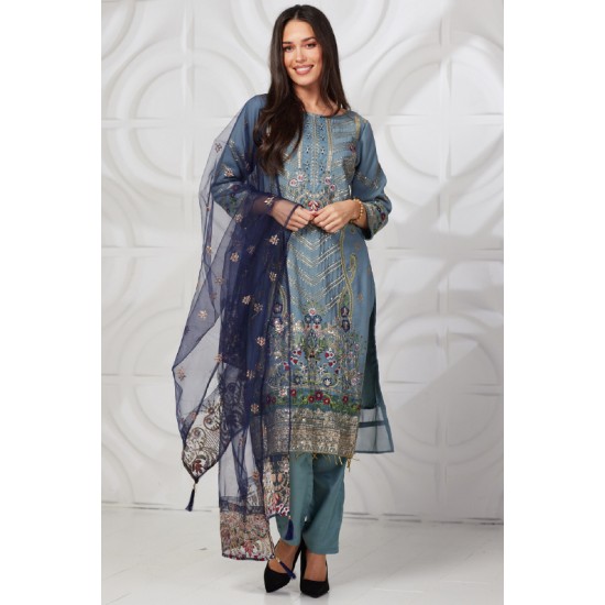 Bluish Grey Indian Party Wear Suit