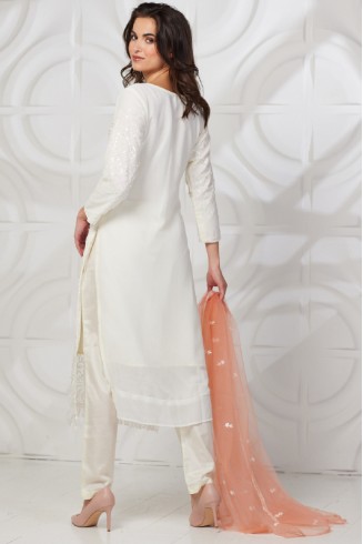 Off White Peach Indian Designer Salwar Suit