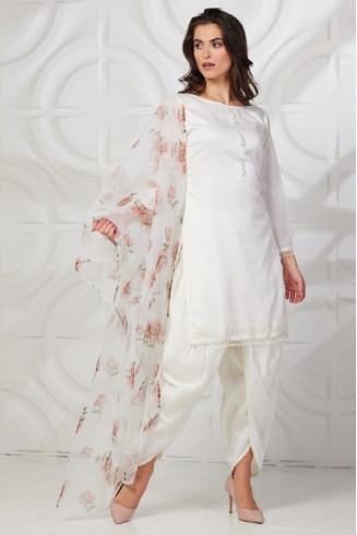 Off White Kurti Designer Pakistani Salwar Kameez