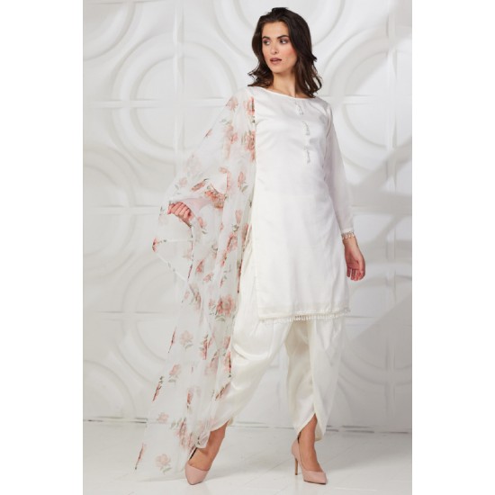 Off White Kurti Designer Pakistani Salwar Kameez