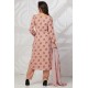 Peach Floral Printed Pakistani Style Salwar Kameez Suit