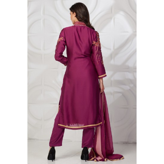 Purple Readymade Pakistani Traditional Salwar Suit