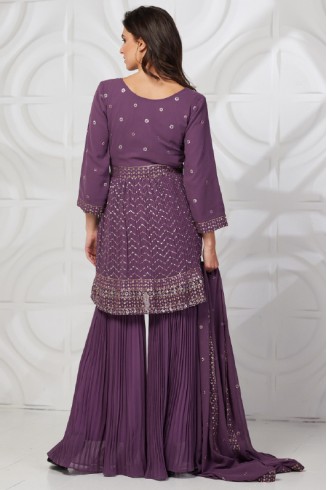 Deep Mauve Indian Designer Ready Made Gharara Dress