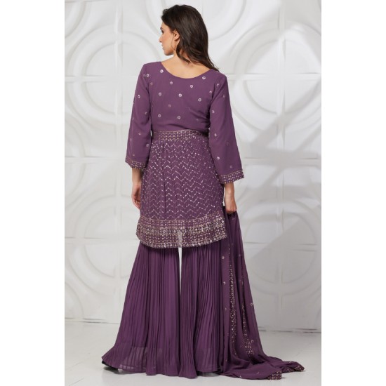 Deep Mauve Indian Designer Ready Made Gharara Dress