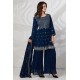 Teal Blue Sequin Party Style Layered Gharara Suit