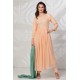 Peach Embroidered Frock Style Anarkali Dress