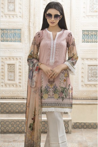 PINK FLORAL PRINTED SHIRT STYLISH PAKISTANI SUIT medium