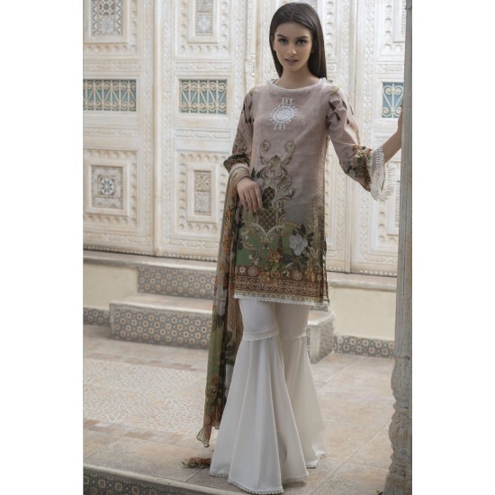 DUSTY BROWN PRINTED READY MADE PAKISTANI SUIT