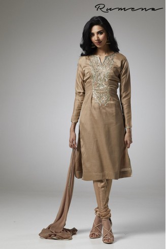 MOUSE COLOUR GEORGETTE STRAIGHT CUT CHURIDAR SUIT