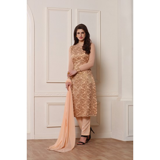 Peach Straight Designer Dress Readymade Indian Suit 
