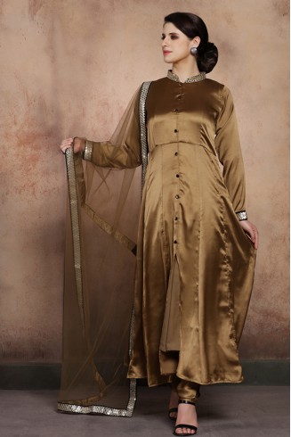 GOLD SLIT STYLE PAKISTANI WEDDING STYLE READY MADE SALWAR SUIT 