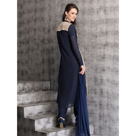 Grey Slit Dress Blue Pencil Trouser Indian Suit