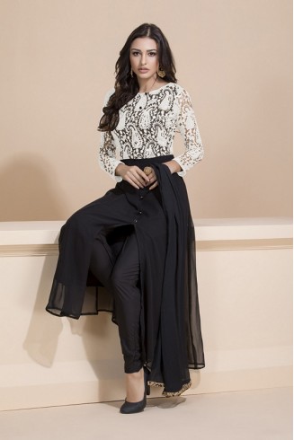 Black Flared Long Line Dress