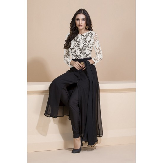 Black Flared Long Line Dress