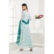 AQUA MARINE FLORAL PRINTED LONG ANARKALI READY MADE SUIT 