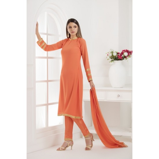 ORANGE SIMPLE STRAIGHT CUT DESIGNER READY MADE SUIT 