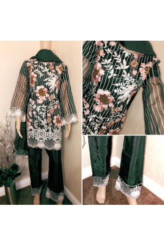 Green Dress Pakistani Designer Suit Readymade 